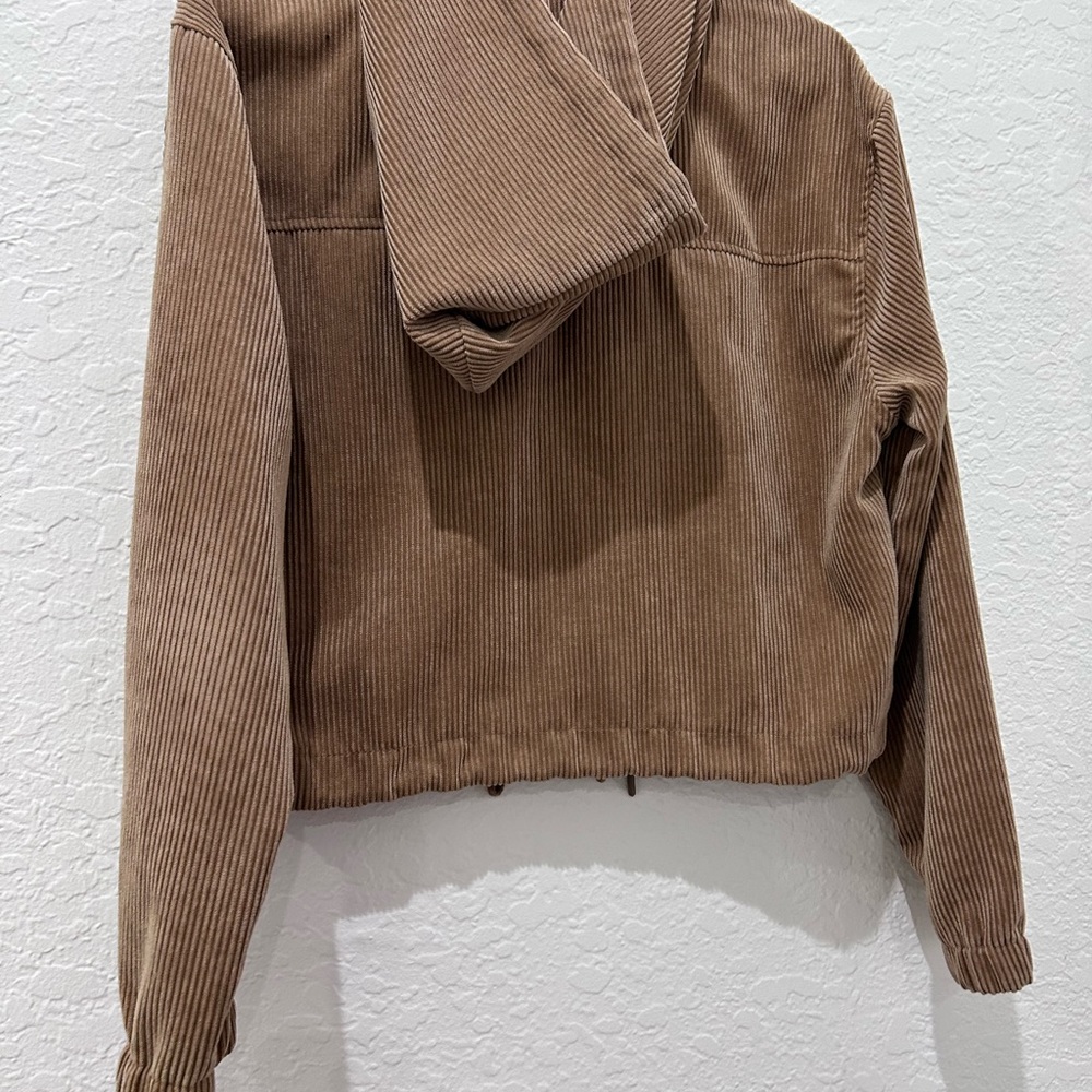 ASHLEY • Tan Corduroy Hoodie Jacket • sz Med - Picture 2 of 10